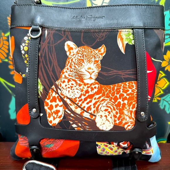 Salvatore Ferragamo Vintage Jungle Print Crossbody Bag